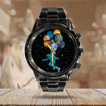 Discover Astronaut Job Space Balloons Moon Mars Planets Calendar Steel Band Watch