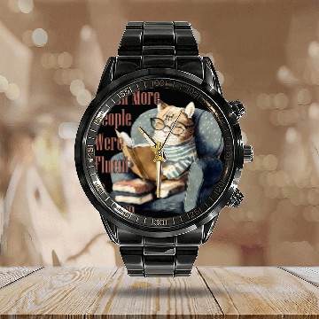 Discover Book Fun Writer Novelist Published Author Bookish storyteller 3 Calendar Steel Band Watch