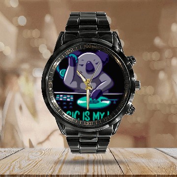 Discover Koala Pet DJ Music Player Music Lover Calendar Steel Band Watch