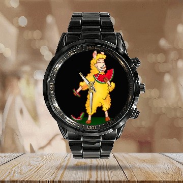 Discover Sheep Pet Eating Watermelon Lover Illustration Baseball Tees Calendar Steel Band Watch
