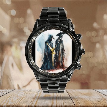 Discover bests Friend Grim Reaper and Plague Doctor Healing Duo Art Baseball Tees Calendar Steel Band Watch