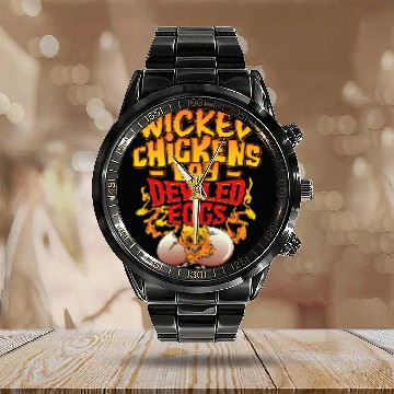 Discover Chicken Pet Wicked Chickens Lay Deviled Eggs Funny Chicken Lovers Calendar Steel Band Watch