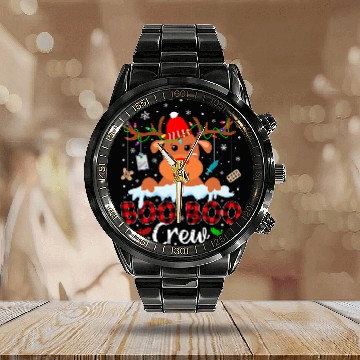 Discover nurses Job Christmas Reindeer Boo Boo Crew nurses xmass Calendar Steel Band Watch