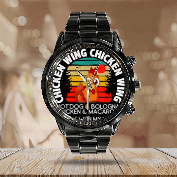 Discover Chicken Pet Wing Chicken Wing Hot Dog Bologna Macaroni Baseball Tees Calendar Steel Band Watch