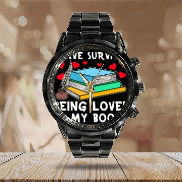 Discover Book Fun Literature Reading Romance SciFi Comedy Biography Zip Calendar Steel Band Watch