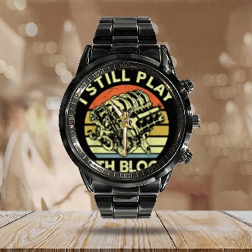 Discover MechanicFunny I Still Play With Blocks Car Guy Gift Baseball Tees Calendar Steel Band Watch