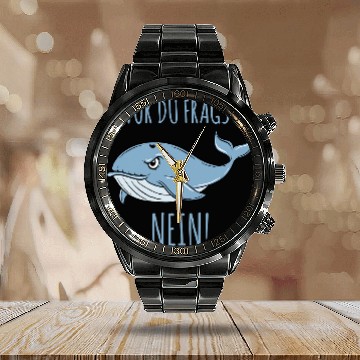 Discover Whale Pet Before du Fragst Nein Funny Whale Design Calendar Steel Band Watch