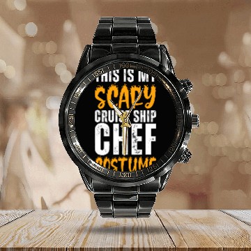 Discover This Is My Scary Cruise Ship Chef Costume Funny Halloween Calendar Steel Band Watch