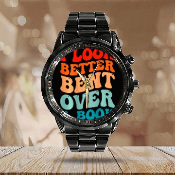 Discover Book Fun I Look Better Bent Over A Book Tie Dye Groovy Calendar Steel Band Watch