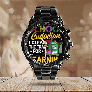 Discover School Custodian Clear Trail Learning Janitor Appreciation 21 Calendar Steel Band Watch