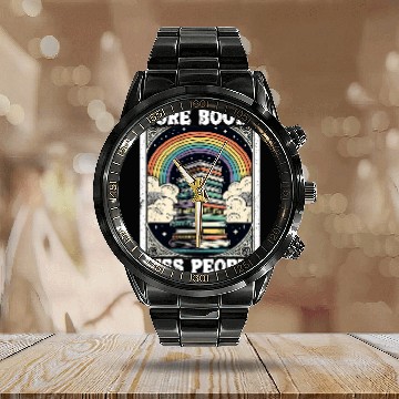Discover Book Fun More Books Less People Mystic Book Rainbow Reading Book Calendar Steel Band Watch