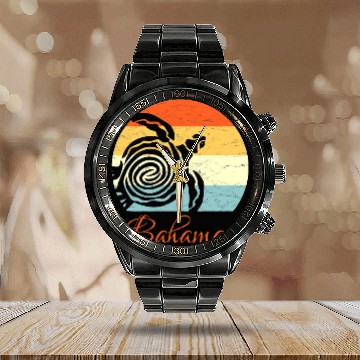 Discover Turtle Pet Bahamas Vintage Retro Throwback Sea Turtle Vacation 1 Calendar Steel Band Watch