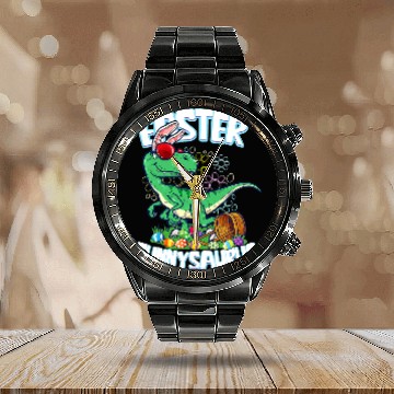 Discover Dinosaur Pet Easter Dinosaur Bunny Egg Hunt Kids Boys Velociraptor Calendar Steel Band Watch