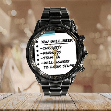 Discover Veterinarian Job Checklist Curiosity And Kindness Calendar Steel Band Watch