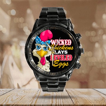 Discover Chicken Pet Wicked Chickens Lay Deviled Eggs Funny Chicken Hen Lovers Baseball Tees Calendar Steel Band Watch