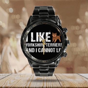 Discover Yorkshire Pet Dog I Like Yorkshire Terrier And I Cannot Lie Calendar Steel Band Watch