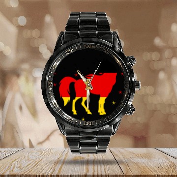 Discover Unicorn Pet German Germany Flag Calendar Steel Band Watch