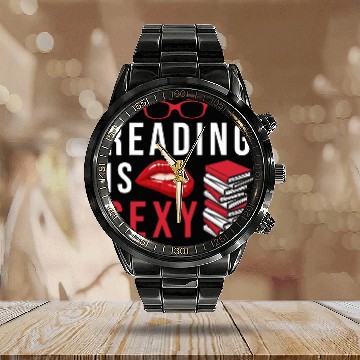 Discover Book Fun Reading Is Sexy Love To Read Book Graphic Calendar Steel Band Watch