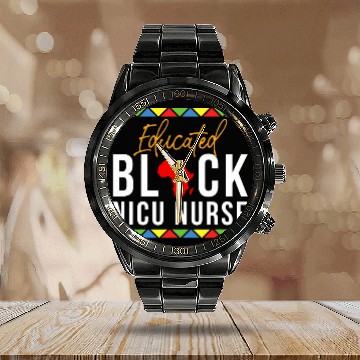Discover nurses Job African American Educated Black NICU nurses Calendar Steel Band Watch