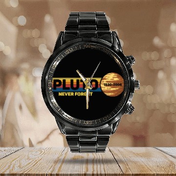 Discover Astronaut Job Pluto Never Forget Science Space Retro 1 Calendar Steel Band Watch