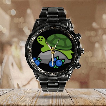 Discover Turtle Pet Cute Friendly Berry Zip Calendar Steel Band Watch