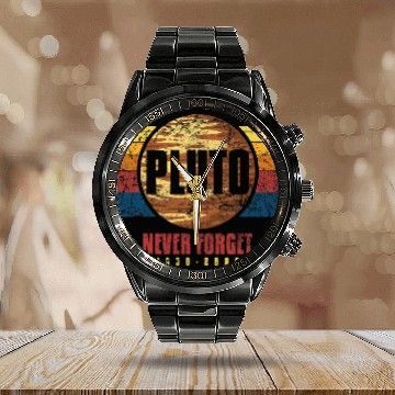 Discover Astronaut Job Pluto Never Forget Science Space Retro Calendar Steel Band Watch