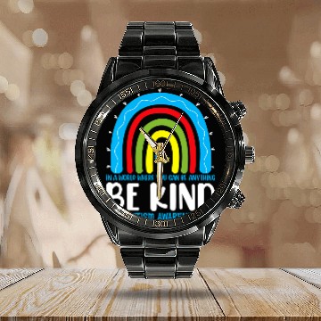 Discover Autism Puzzle Be Kind Autism Awareness Rainbow Leopard Choose Kindness Calendar Steel Band Watch