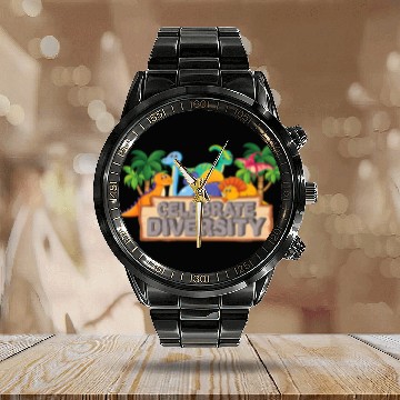 Discover Dinosaur Pet Celebrate Diversity Funny Paleontologist Gear Calendar Steel Band Watch
