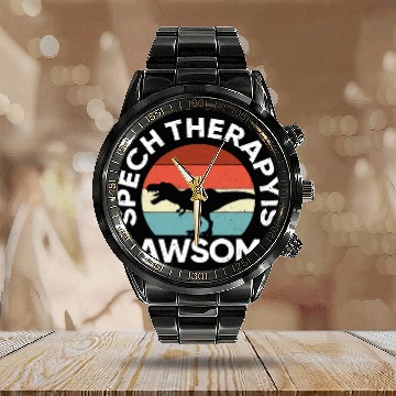 Discover Dinosaur Pet SLP Therapy Dinosaur Rawsome Speech Language Pathologist Calendar Steel Band Watch