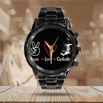 Discover Peace Love Custodian School Custodian Janitor Appreciation Calendar Steel Band Watch