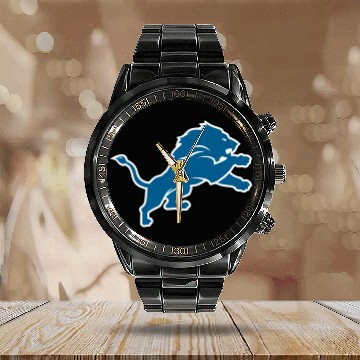 Discover Detroit Lions LOGO Calendar Steel Band Watch
