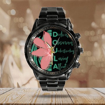 Discover Womens Doula Quote Thank you Gift 2Acrostic Half Lotus Text Baseball Tees Calendar Steel Band Watch