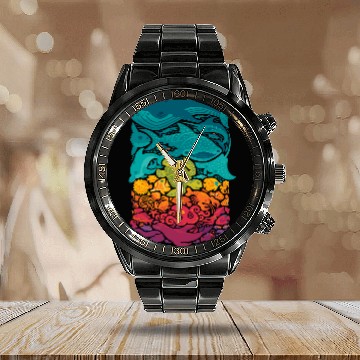 Discover Octopus Pet Animals Whale Octopus Starfish Crab Sea Life 7 Baseball Tees Calendar Steel Band Watch
