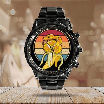 Discover Python Pet Retro Pythonidae Snake Owner Snake Lover Banana Ball Python Calendar Steel Band Watch