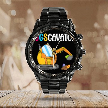 Discover Excavator Fun Easter Egg Eggscavator Easter Sunday Funny Calendar Steel Band Watch