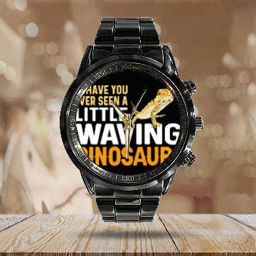 Discover Bearded Dragon Pet Reptile Waving Dinosaur Herpetologist Calendar Steel Band Watch