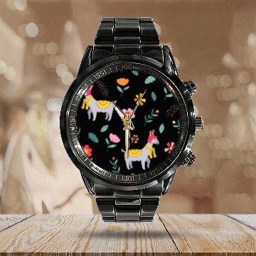 Discover Llama Pet Alpaca Boy Girl Kids 43 Baseball Tees Calendar Steel Band Watch