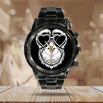Discover Gorilla Pet Chimpanzee Love Gorilla Silverback Monkey Ape Calendar Steel Band Watch