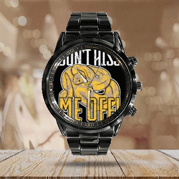 Discover Python Pet Snake Dont hiss me off Banana Ball Python Zip Calendar Steel Band Watch
