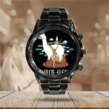 Discover Llama Pet Alpaca Lover No ProbLlama Trendy Humor Calendar Steel Band Watch