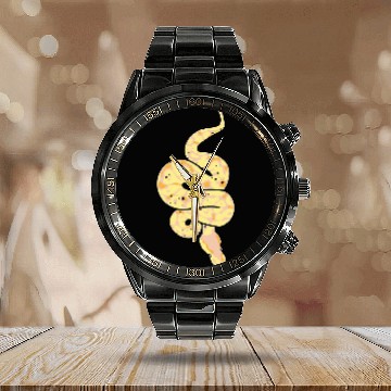 Discover Python Pet Snake Lover Reptile Banana Ball Python Funny Noodle Reptile Calendar Steel Band Watch