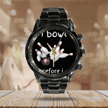 Discover Sport Bowling i bowl therefore i am Fun Bowling Philosophy Baseball Tees Calendar Steel Band Watch