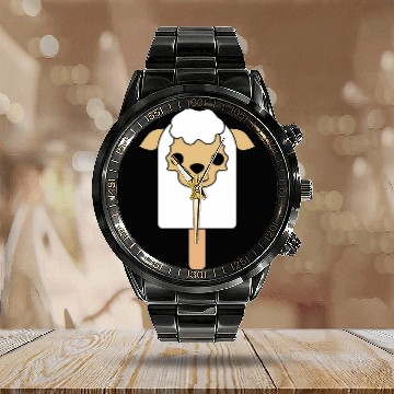 Discover Sheep Pet popsicle lamb cute funny kawaii graphic Calendar Steel Band Watch