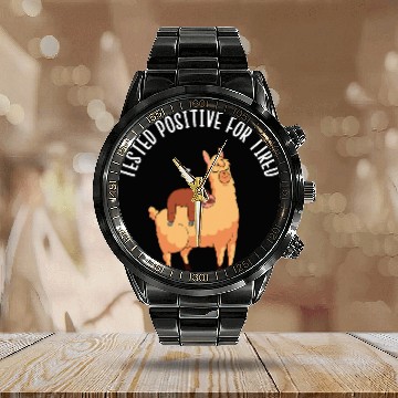 Discover Sloth Pet Gift Tested Positive For Tired Funny Sleeping Alpaca Calendar Steel Band Watch