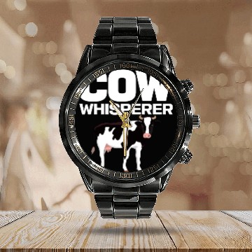Discover Cow Pet Whisperer Farm Animal Cattle Farmer Calendar Steel Band Watch
