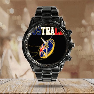 Discover Sport Rugby AUSTRALIAN FLAG AUSTRALIA RUGBY Calendar Steel Band Watch