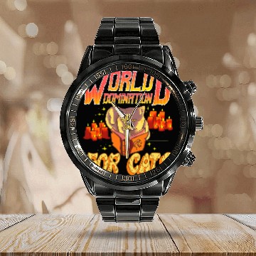 Discover Book Fun Funny Cat Witchcraft Cat Lovers Pentagram Cat Calendar Steel Band Watch