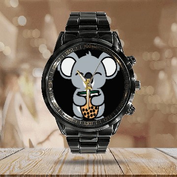 Discover Koala Pet Kawaii Koala Bear Bubble Tea Drink Koala Loves Boba Tea Calendar Steel Band Watch