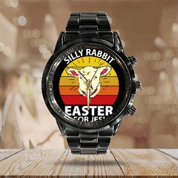 Discover Sheep Pet Silly Rabbit Easter Is For Jesus Funny Christian Lamb Baseball Tees Calendar Steel Band Watch