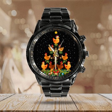 Discover Chicken Pet Christmas Tree Funny Christmas Chicken Calendar Steel Band Watch